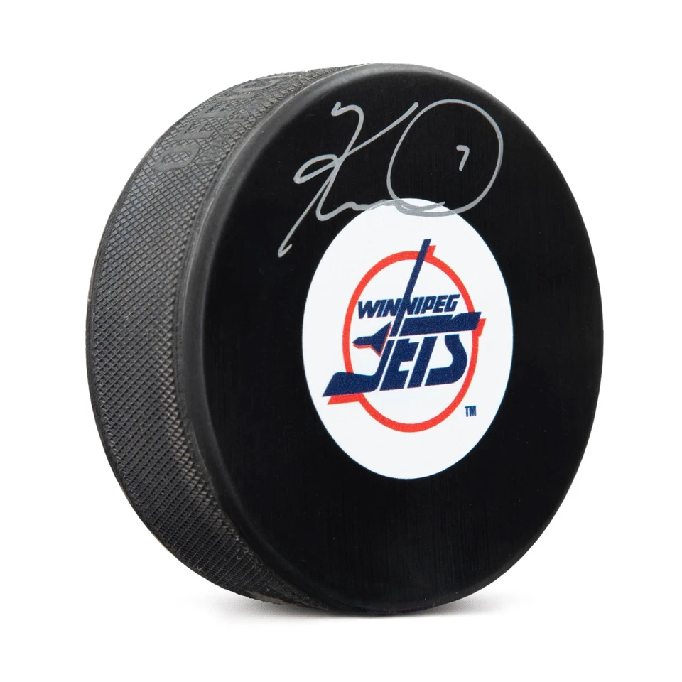 Disco con logotipo vintage autografiado por Keith Tkachuk Winnipeg Jets Foto 1 de 1