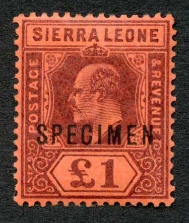 Sierra Leone SG85 Один Фунт wmk Crown CA M/M opt Образец - Изображение 1 из 1