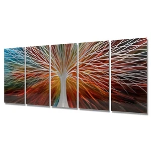 Abstract Large 3D Metal Art Tree Multi-colored Wall Decor Brown Hanging Panel... - Picture 1 of 6