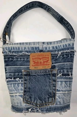 Upcycled Vintage Levi's 501 Denim Jeans Purse Bag Handmade Boho Zippered - Image 1 of 4