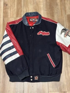 Cleveland Indians Jeff Hamilton Wool Leather Jacket Size L - Picture 1 of 12