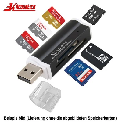 Kartenlesegerät Kartenleser TF Card Reader Micro SD MMC M2 USB Stick Schwarz - Bild 1 von 4