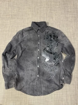 Camiseta masculina vintage Y2K emo helix botão para cima tamanho pequeno punk rock gótico - Imagem 1 de 4