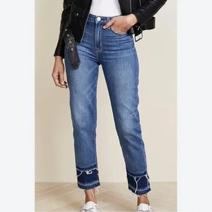 Hudson Größe 30 hoher Bund Zoeey doppelter Saum gerades Bein kurze Jeans neu mit Etikett - Bild 1 von 13