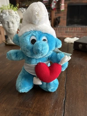 Peyo Wallace Berrie Cupid Smurf plush Heart Valentine VINTAGE 1982 - Image 1 of 3