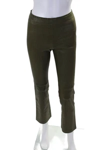 Stouls Womens Muse Green High Rise Stretch Leather Straight Leg Pants Size S - Picture 1 of 6