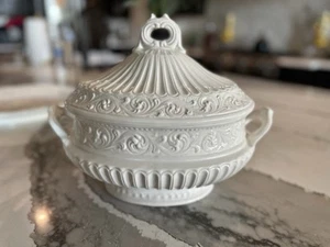 Vintage Soup Tureen With Lid & Plate - White / Butler Pantry  - Picture 1 of 12