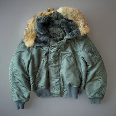 Vintage Alpha Industries N2B Jacket M Full Zip 1964 Military Outerwear Fur Hood - Image 1 of 4