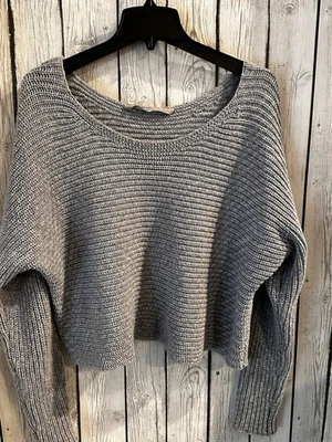 Suéter Athleta Gris Recortado Tejido Ajustado Algodón Cachemira Talla X-Grande Foto 1 de 4