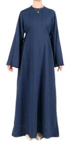 Vestido Fumidar Azul Marino Texturizado Manga Larga/cerrado Abaya Mujer Talla M - Imagen 1 de 11
