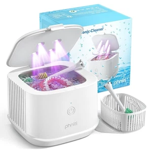 Limpiador dental portátil ultrasónico 48 kHz adecuado para fijadores joyas dentaduras postizas - Imagen 1 de 9