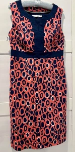 Boden S/L Etuikleid komplett gefüttert rot & blau US GR. 6 Reg. EUC - Bild 1 von 5