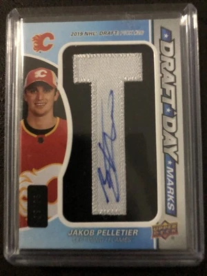 2023-24 UD SP Game Used Draft Day Marks Auto RPA DDM Jakob Pelletier Flames /35 - Image 1 of 2