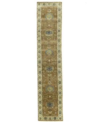 Hand-Knotted Oushak Chobi Oriental Runner Rug 2'5X12 ft Floral Hallway Carpet - Image 1 of 4