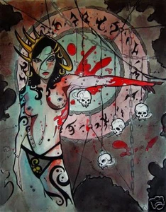 Gothic nude female witch doctor comic FANTASY ART 11x14 - Picture 1 of 1