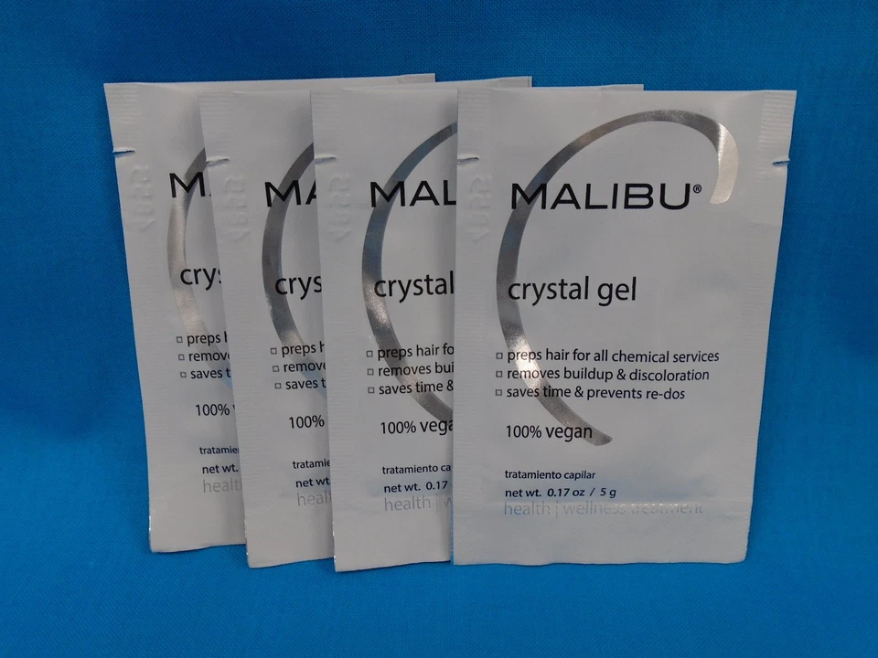 MALIBU 2000 CRYSTAL GEL HAIR TREATMENT PROFESSIONAL NORMALIZER~4 PACKS~FRESH - Image 1 of 1