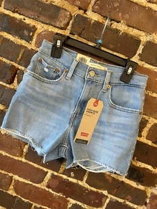 Levis Womens 25 Denim Jean Shorts High Rise Button Fly Red Tab NWT - Picture 1 of 5