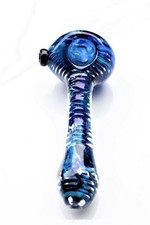 4.5" Skinny Blue Collectible Tobacco Glass Pipe Smoking Herb Bowl Hand Pipes