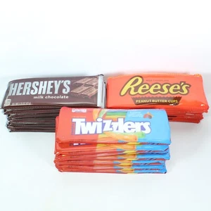 24 HERSEY'S REESE'S TWIZZLERS PENCIL PEN MAKEUP ZIPPER CASES BAGS APPR. 7.75"X3" - Picture 1 of 4