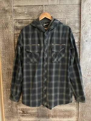 Howe Long Sleeve Button Up Hoodie Shirt Plaid Blue Men’s Size XL Good Condition  - Image 1 of 4