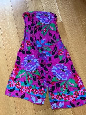 Яркий Liz Claiborne розовый красный фиолетовый зеленый черный цветочный шелк женщин шеи шарф - Изображение 1 из 4