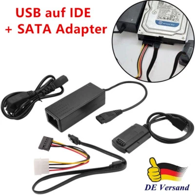 USB auf IDE + SATA Adapter für 2,5"" & 3,5"" HDD SSD Festplatten Festplatte - Bild 1 von 4
