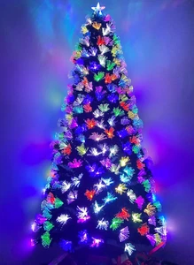7Ft Pre-Lit Fiber Optic Artificial Christmas Tree, 280 Branches, RGB Color Chang - Picture 1 of 7