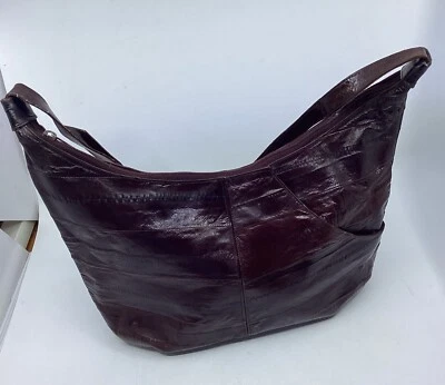 Vintage Genuine Eeelskin Rich Brown Soft Shell Shoulder Bag Purse Carlo A bold - Image 1 of 4