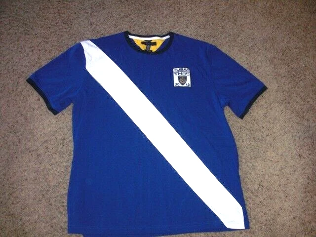 Camisa Vintage TOMMY HILFIGER Bordada 2012 Azul Rayas Parche Slim Hombre 2XL Foto 1 de 4