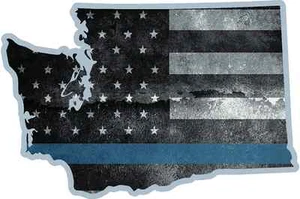 Calcomanía de línea azul delgada del estado de Washington WA pegatina de bandera estadounidense hecha jirones VAR - Imagen 1 de 1