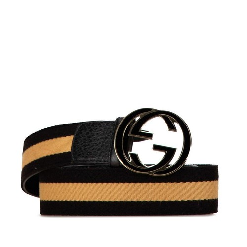 Ceinture mode femme Gucci Interlocking G cuir noir marron toile
