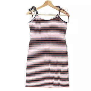 NWT Junior Patriotic Bodycon Mini Dress Size L Red White Blue Casual USA Stretch - Picture 1 of 12