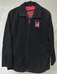 Varsity Excelled Black Suede Nebraska Cornhuskers Jacket Size M - Picture 1 of 9