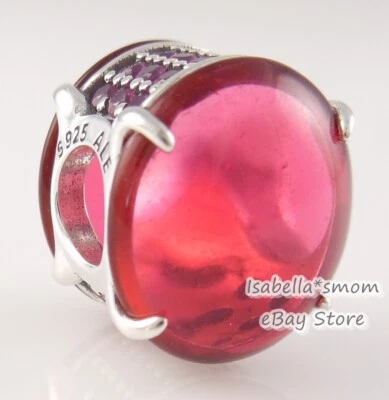 Fuchsia Rose Oval Cabochonschliff Authentisch PANDORA Silber Charm 799309C01 Neu - Bild 1 von 3
