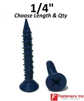 1/4" Flat Head Concrete Masonry Tapcon Anchor Screw (Choose Length & Qty)