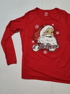 (#3) Long Sleeve Christmas Shirts Size Youth Large(12-14) Red - Picture 1 of 4