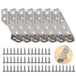 10pcs Furniture Corner Connector Stainless Steel Angle Corner Brackets Universal - Picture 1 of 10