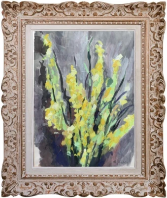 MADELEINE GAECKLER (1911-1995) RARE PEINTURE BOUQUET DE FLEURS ALSACE SIGNEE - Photo 1/4