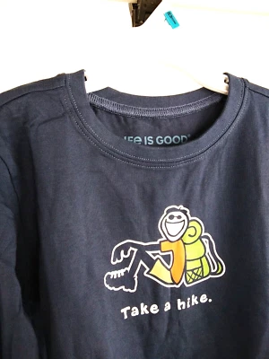 Camiseta trituradora manga larga Life is Good Kid Take A Hike azul mediana 65591 Foto 1 de 4