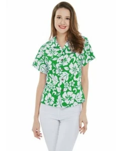 Hawaii Hangover Size Large Hawaiian Shirt Aloha Shirt Hibiscus Green Floral - Picture 1 of 4