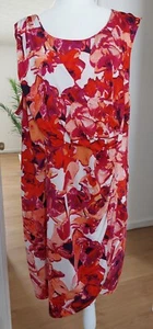 Dana Buchman Dress Women Red Floral Print Sleeveless Sheath Rutched Front 3X - Picture 1 of 8