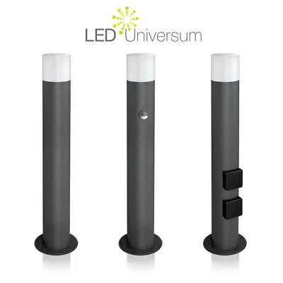 LED Wegeleuchte anthrazit rund 60cm mit Bewegungsmelder Steckdosen E27 Außen  - Bild 1 von 4