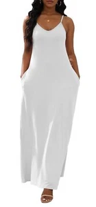 Womens Casual Sleeveless Sundress Plus Size Loose Plain Long Summer Beach Max... - Picture 1 of 6