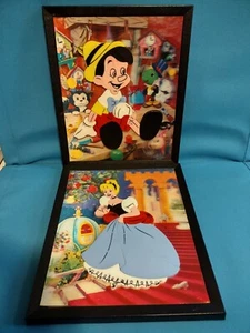 Disney Cinderella and Pinocchio Hologram 3D Plastic Puzzle Pictures Vintage - Picture 1 of 8