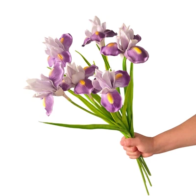 6 Piezas Flores de Iris Artificiales – Púrpura y Blanco Momentos Especiales Decoración inolvidable Foto 1 de 4