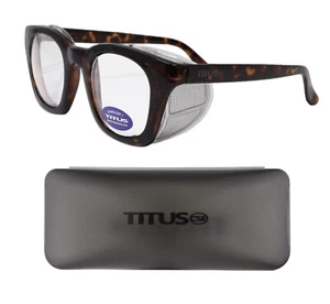 Titus G12 Tortoise Clear Lens Retro Safety Glasses w/ Side Shield Z87 ANSI DOT - Picture 1 of 5
