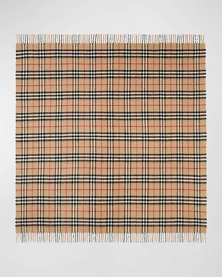 Authentic NEW BURBERRY Beige UNI Baby Cashmere Check Throw Blanket - Image 1 of 4