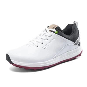 Genuine Leather Lace-up Golf Shoes Men's Breathable Waterproof Golf Sneakers - Picture 1 of 16