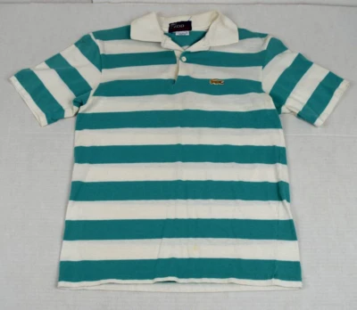 Рубашка Lacoste винтажная IZOD Lacoste размер S 60-е 70-е зеленая белая полоса сделано в Японии - Изображение 1 из 4