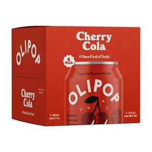 OLIPOP Prebiotic Soda, Cherry Cola, 12 fl oz, 4 Pack, Pantry Packs - Picture 1 of 5
